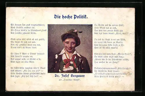 Künstler-AK Die hoche Politik, Dr. Josef Bergauer als Deutscher Michl