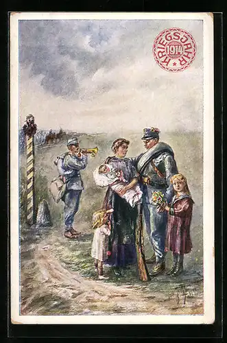 AK Soldat verabschiedet sich von seiner Familie