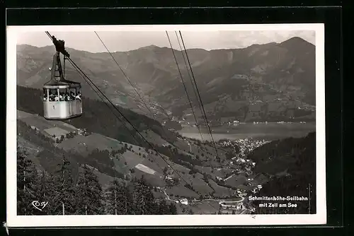 AK Zell am See, Schmittenhöhe-Seilbahn mit Ortsansicht