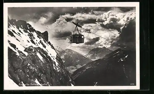 AK Zugspitz-Schwebebahn auf dem Weg zum Gipfel