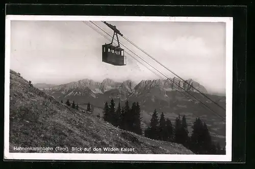 AK Hahnenkammbahn mit Blick auf den wilden Kaiser