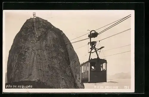 Lithographie Rio de Janeiro, Pao de Assucar, Seilbahn