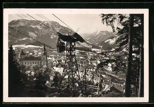 AK Mariazell, Seilbahn auf das Bürgeralpl mit Ortsansicht