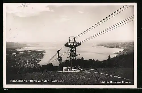AK Pfänderbahn mit Bodenseeblick