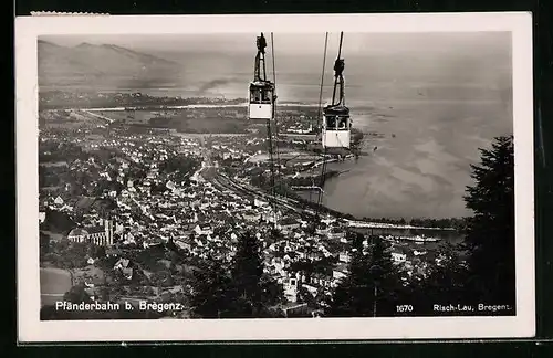 AK Bregenz, Pfänderbahn über der Stadt