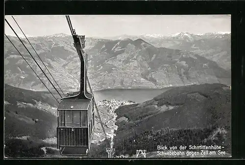 AK Zell am See, Schmittenhöhe-Seilbahn über dem Ort