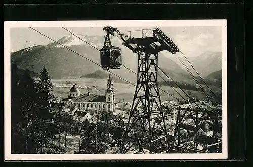 AK Mariazell, Seilschwebebahn mit Blick auf den Ort