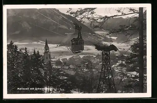 AK Mariazell mit Schwebebahn aus der Vogelschau
