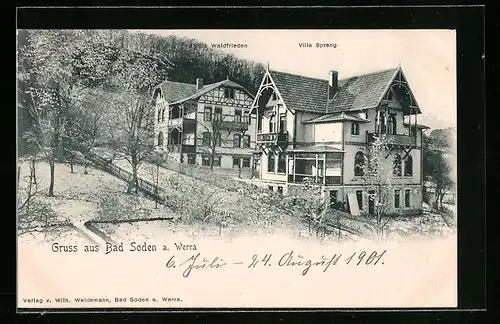AK Bad Soden a. Werra, Villa Waldfrieden, Villa Sprang