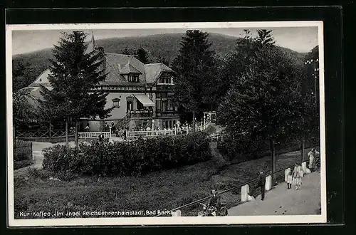 AK Bad Berka, Kur-Kaffee auf der Ilm Insel Reichsehrenhainstadt