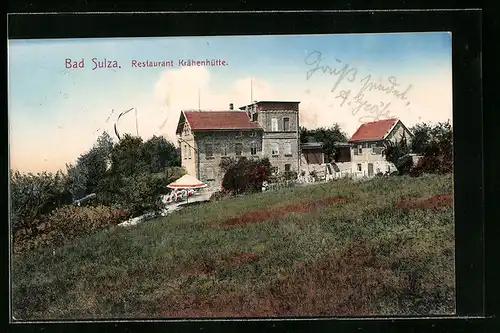 AK Bad Sulza, Restaurant Krähenhütte mit Sonnenschirm