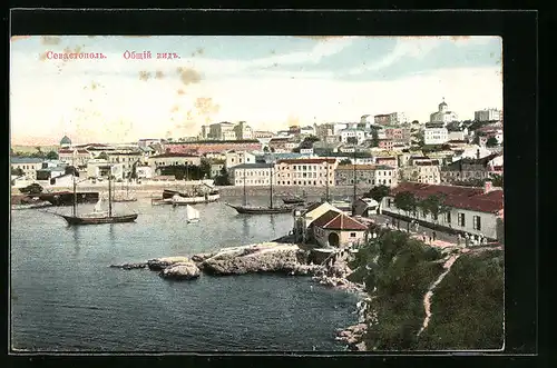 AK Sebastopol, Ortsansicht mit Hafen aus der Vogelschau