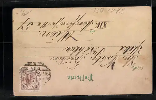 Lithographie Frankfurt a. Oder, Regierungsstrasse mit Strassenbahn, Halt gegen das Licht mit leuchtenden Laternen