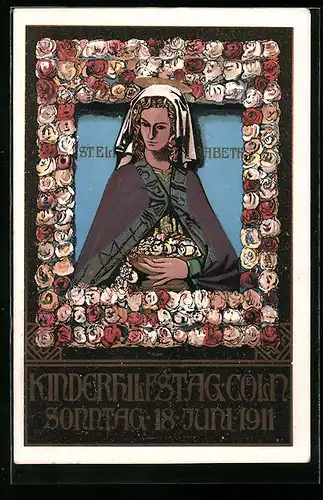 Künstler-AK Köln, Kinderhilfstag und Rosentag 1911