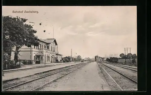 AK Ascheberg, Bahnhof von den Schienen aus gesehen