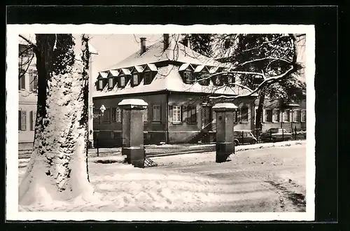 AK Ludwigsburg, Haus in der Hinteren Schlossstrasse 18 im Schnee