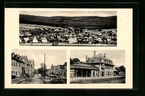 AK Wellerode /Kr. Kassel, Gesamtansicht, Bahnhof, Strassenpartie
