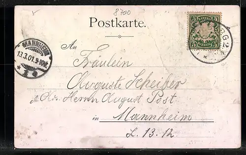 AK Würzburg, Zum 80. Geburtsfeste Sr. Königlichen Hoheit des Prinzregenten Luitpold von Bayern 1901, Königliche Residenz