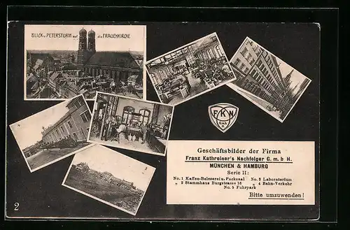 AK München, Firma Franz Kathreiners Nachfolger GmbH, Kaffee-Beleserei, Stammhaus Burgstrasse 16