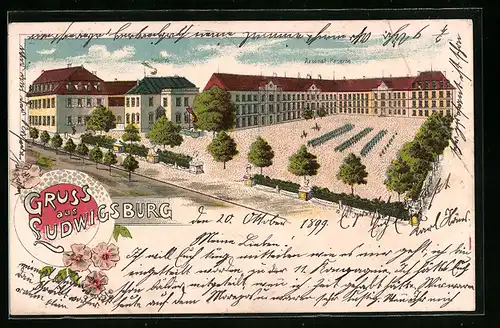 Lithographie Ludwigsburg, Arsenal-Kaserne und Kasino