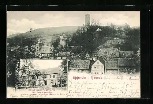 AK Eppstein i. Taunus, Ortsansicht mit Hotel zur Oelmühle