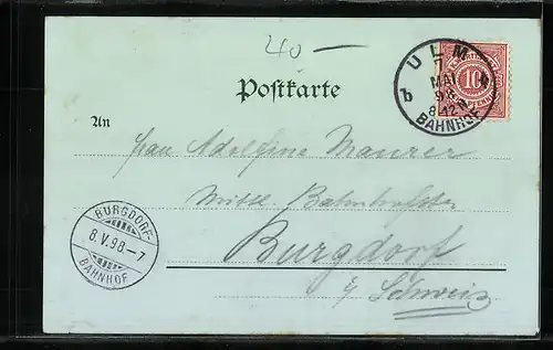 Mondschein-Lithographie Ulm, Totalansicht mit Münster