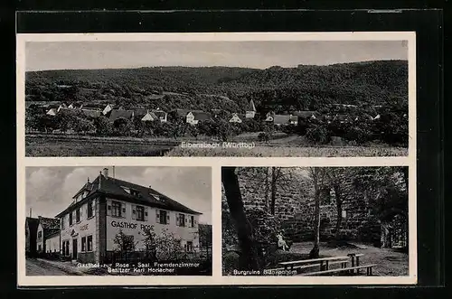 AK Eibensbach i. Württbg., Gasthof zur Rose, Burgruine Blankenhorn