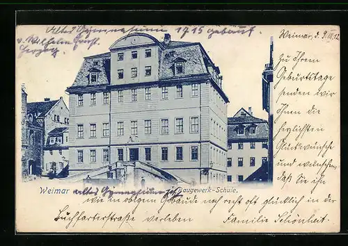 AK Weimar, Baugewerk-Schule mit Nachbargebäuden