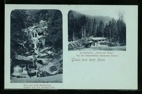 Mondschein-AK Wernigerode / Harz, Gasthaus Silberner Mann, Steinerne Renne