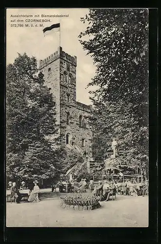 AK Cunewalde, Aussichtsturm und Bismarckdenkmal auf dem Czorneboh