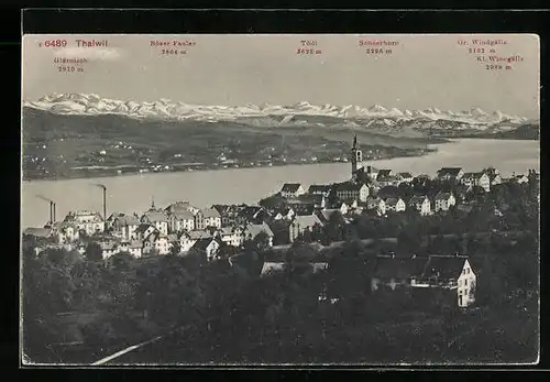 AK Thalwil, Totalansicht mit Glärnisch und Tödi im Hintergrund