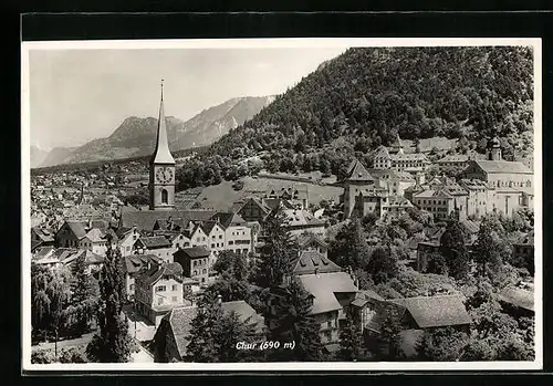 AK Chur, Panorama mit Kirchturm