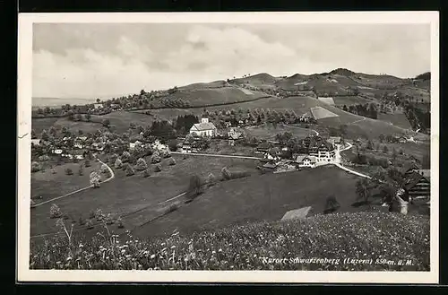 AK Schwarzenberg, Panorama von der Bergwiese aus gesehen