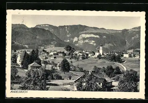 AK Andelsbuch, Totale mit Gebirgswand