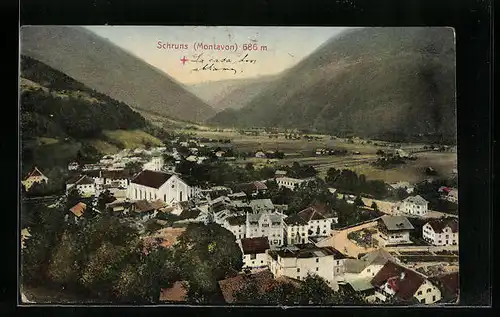 AK Schruns, Totale vom Berg aus gesehen
