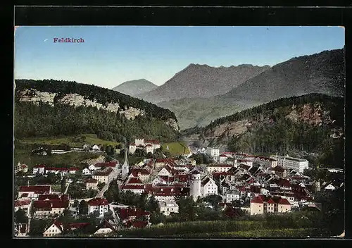 AK Feldkirch, Totale vom Berg aus gesehen