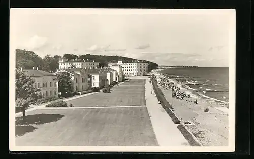 AK Heiligendamm, Promenade mit Strand und Villen