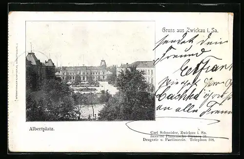 AK Zwickau i. Sa., Blick auf den Albertplatz