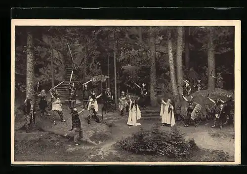 AK Wunsiedel, Romantisches Volksschauspiel Die Losburg auf der Naturbühne Luisenburg, Germanenszene