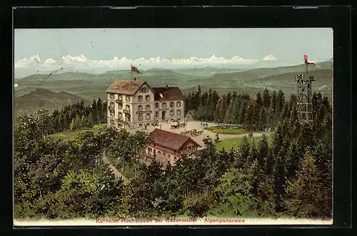 AK Badenweiler, Kurhotel Hochblauen mit Alpenpanorama