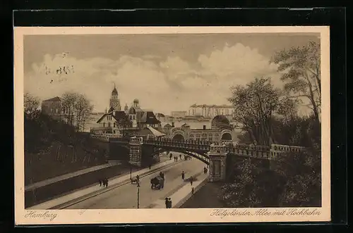 AK Hamburg-St.Pauli, Helgoländer Allee mit Hochbahn