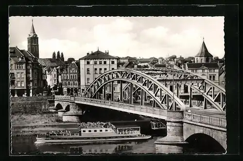 AK Minden i. W., Weserbrücke mit Stadtblick