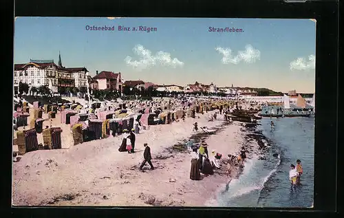 AK Binz / Rügen, Strand mit Badegästen