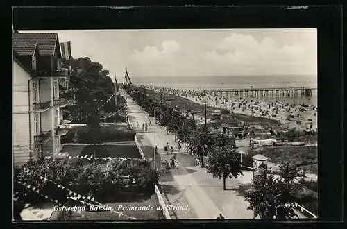 AK Bansin / Ostseebad, Promenade mit Strand