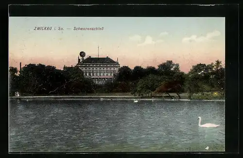 AK Zwickau i. Sa., Blick zum Schwanenschloss