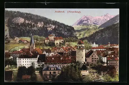 AK Feldkirch, Stadt aus der Vogelschau