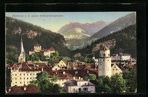 AK Feldkirch, Blick von der neuen Ardetzenbergstrasse aus