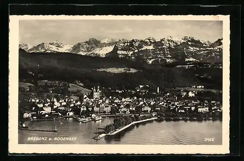 AK Bregenz, Panorama mit Gebirgswand
