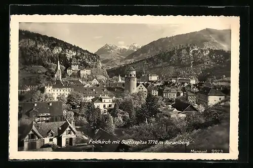 AK Feldkirch, Stadtansicht mit Gurtisspitze