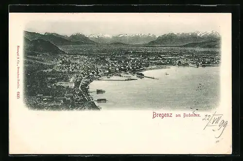 AK Bregenz, Totalansicht mit Bodensee